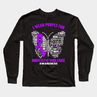 i wear purple for domestic violence awareness Long Sleeve T-Shirt